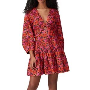 Derek Lam 10 Crosby Floral Dress in Orange and Pink